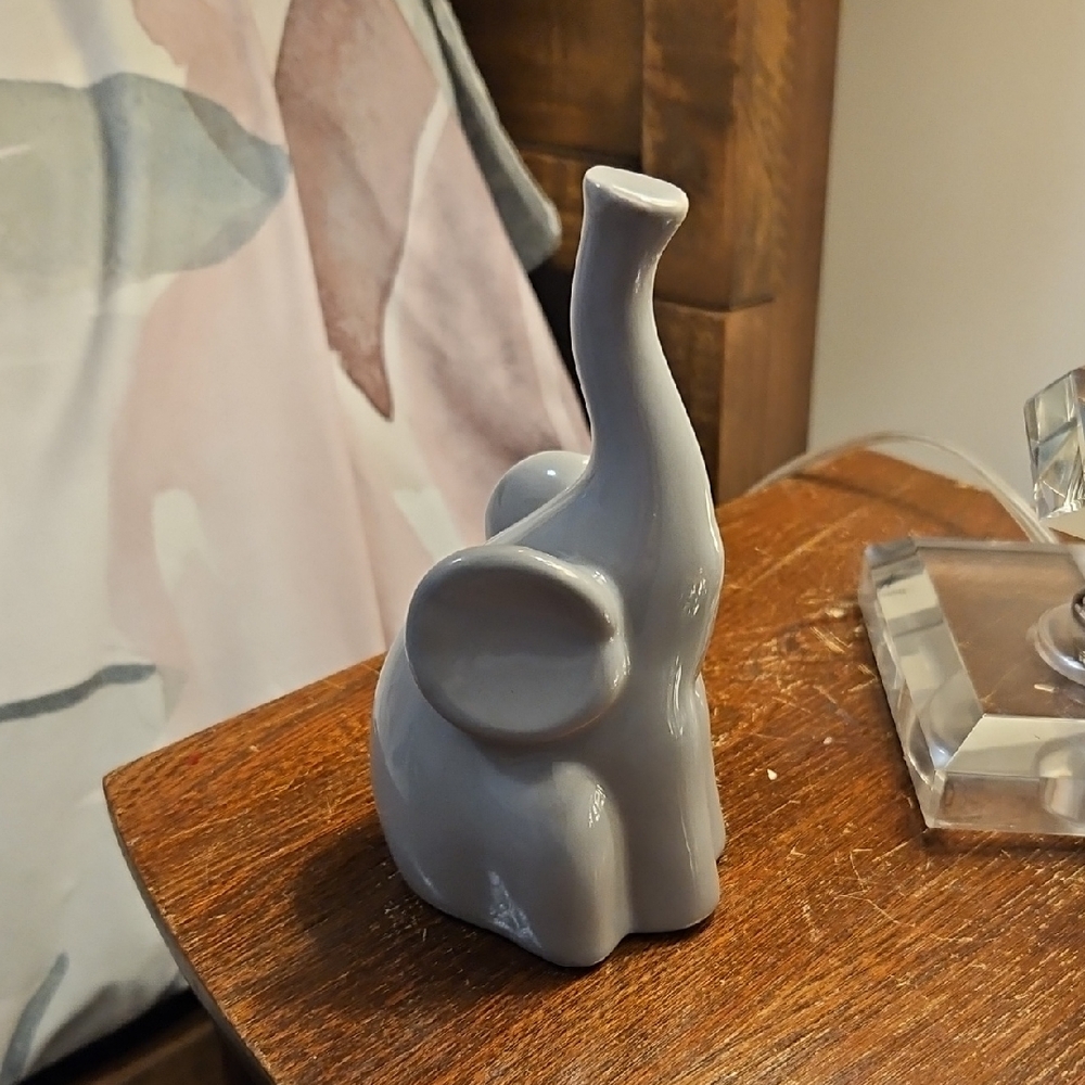Gray Elephant Ceramic Figurine